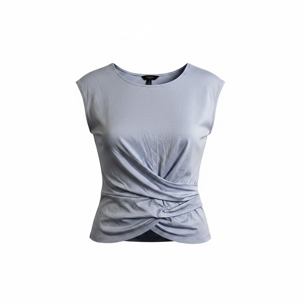 Banana Republic Womens Dusty Blue Sleeveless Crossover Knot Front Knit Top S
